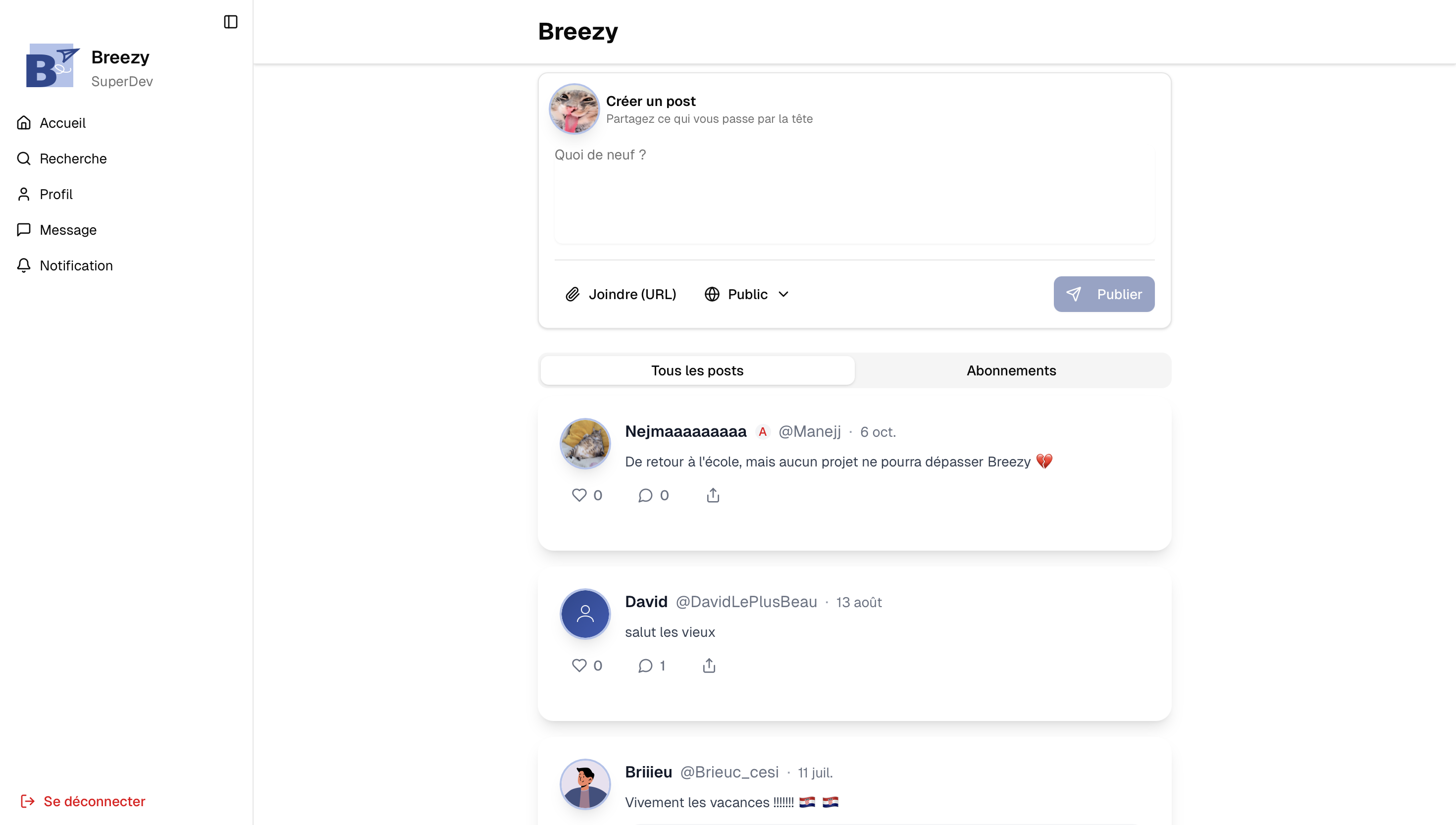 Breezy project screenshot